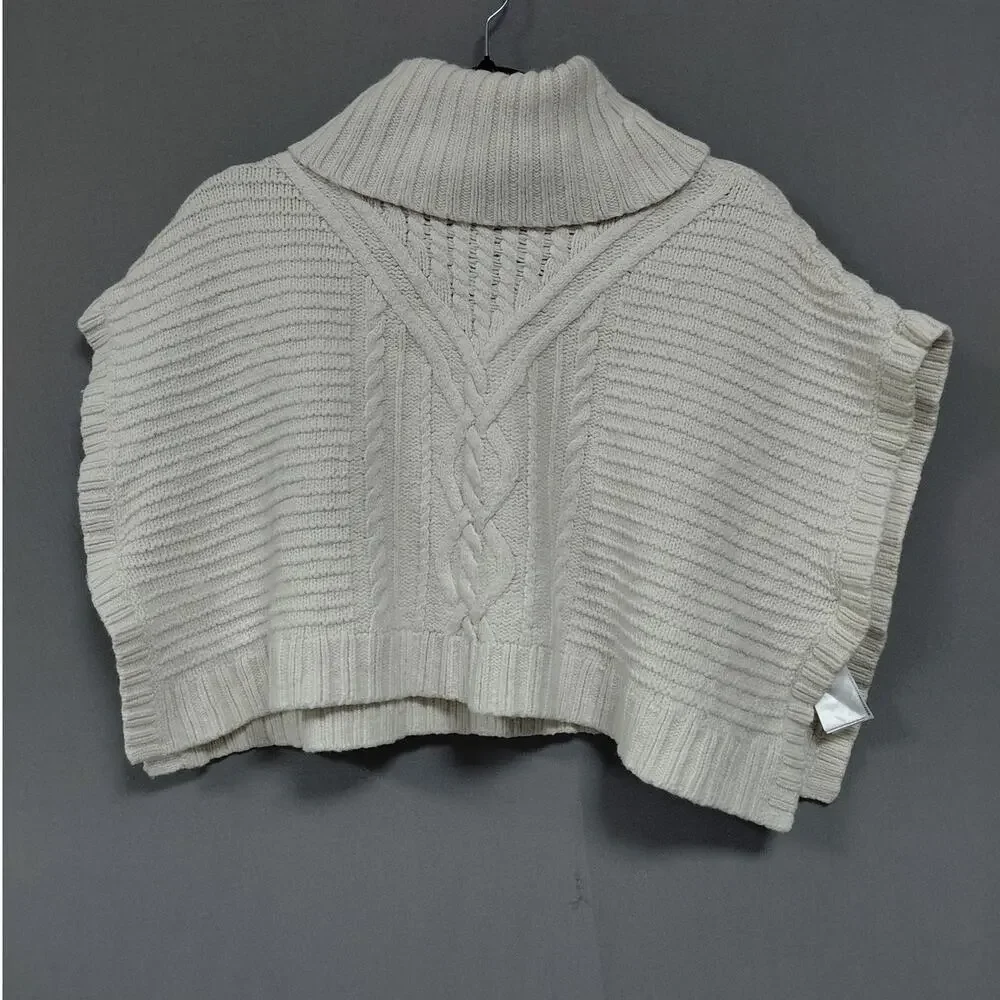 Gap Wool Blend Cable Knit Turtleneck Poncho Sweater Kids Size S